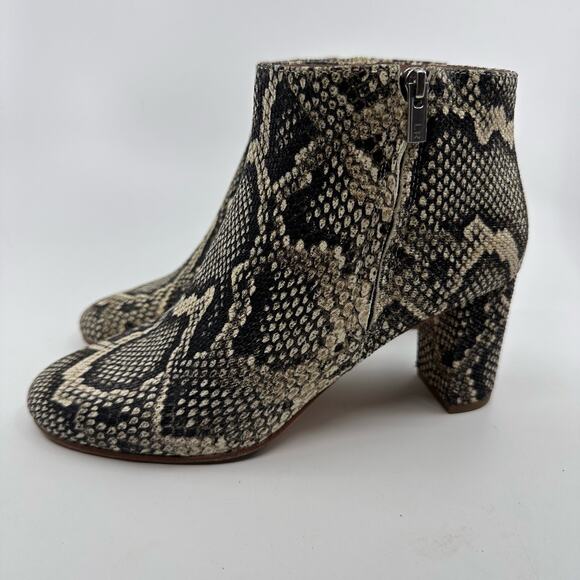 Loeffler Randall Faux Snakeskin Ankle Boots WMN US6.5 Block Heel Zippered Bootie - Picture 2 of 6